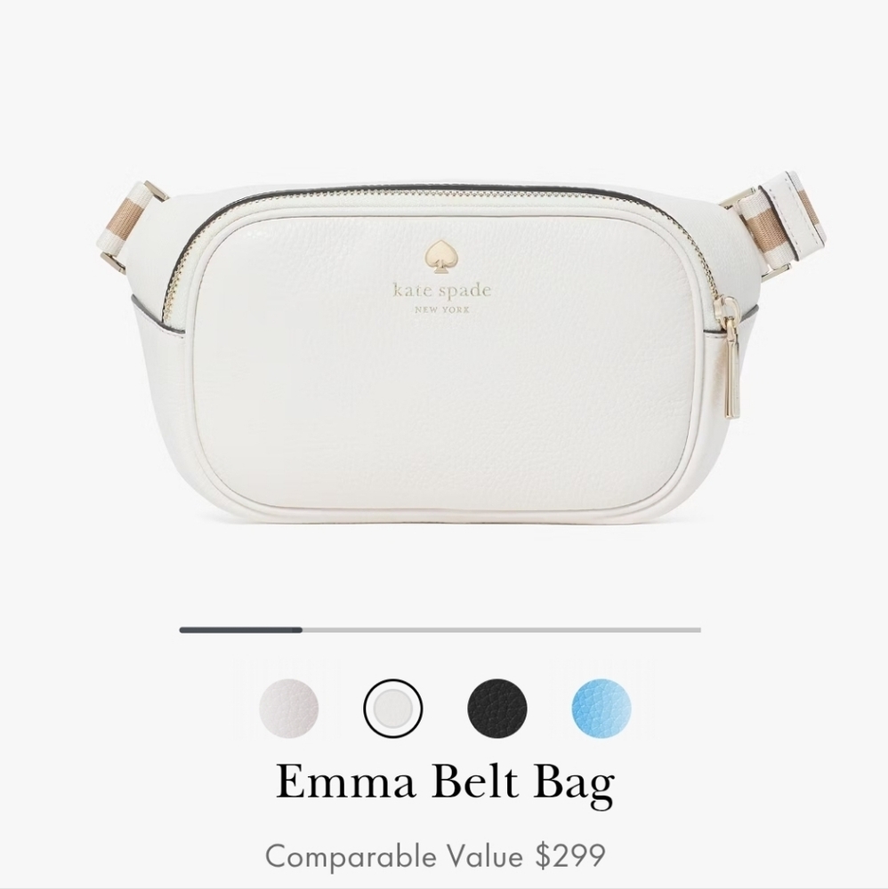 Kate Spade Belt Bag, Crossbody, Fanny Pack White, NWT